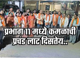 प्रभाग ११ मध्ये कमळाची प्रचंड लाट दिसतेय.