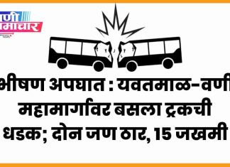 ● भीषण अपघात : यवतमाळ-वणी महामार्गावर बसला ट्रकची धडक; दोन जण ठार, १५ जखमी