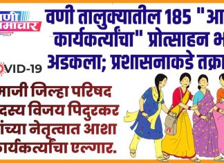 ✍ वणी तालुक्यातील १८५ आशा कार्यकर्त्यांचा प्रोत्साहन भत्ता अडकला; प्रशासनाकडे तक्रार