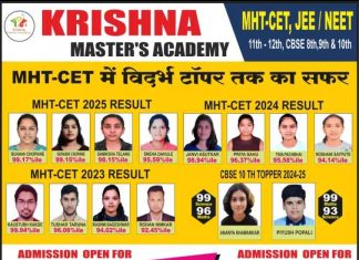 📢 वणीतील विद्यार्थ्यांची गरुडझेप ! ‘कृष्णा मास्टर्स अकॅडमी’च्या अचूक अभ्यास पद्धतीने लावला यशाचा गुलाल !