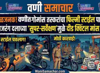 ⛰ खळबळजनक! वणीत गोमांस तस्करांचा फिल्मी स्टाईल पाठलाग; बजरंग दलाच्या ‘सुपर-सर्वेक्षण’मुळे दीड क्विंटल मांस जप्त!