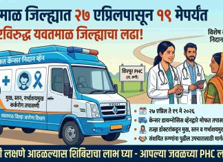 🩺 कॅन्सरविरुद्ध यवतमाळ जिल्ह्याचा लढा ! २७ एप्रिलपासून फिरत्या दवाखान्याद्वारे गावागावात होणार मोफत कर्करोग तपासणी !