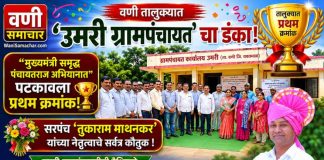 🏆 वणी तालुक्यात उमरी ग्रामपंचायतीचा डंका ! ‘मुख्यमंत्री समृद्ध पंचायतराज अभियानात’ पटकावला प्रथम क्रमांक; सरपंच तुकाराम माथनकरांच्या नेतृत्वाचे कौतुक !