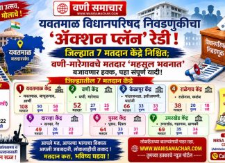 🔅 यवतमाळ विधानपरिषद निवडणुकीचा ‘ॲक्शन प्लॅन’ रेडी! जिल्ह्यात ७ मतदान केंद्रे निश्चित; वणी-मारेगावचे मतदार ‘महसूल भवनात’ बजावणार हक्क, पहा संपूर्ण यादी!